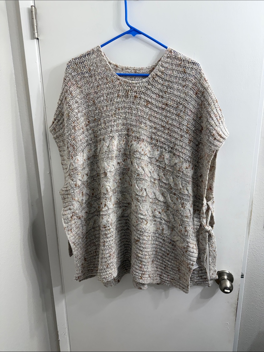 Cozy Cream Cable-Knit Women's Sweater Poncho